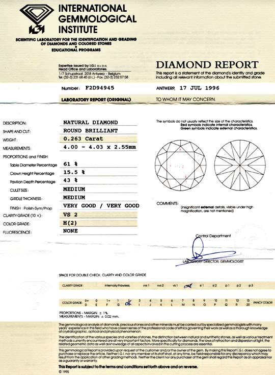 Foto 9 - Brillant 0,263 Diamant Wesselton H VS IGI VG/VG, D5712