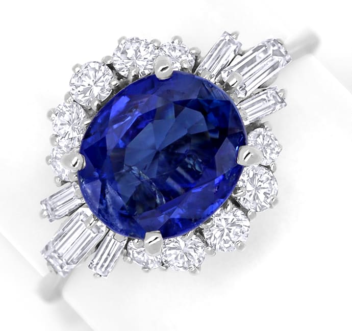 Foto 2 - Blauer 1A Saphir mit Diamanten in Weißgold-Ring, R9475