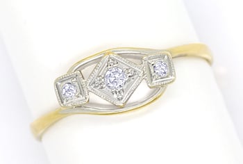 Foto 1 - Antiker filigraner Diamantenring in Platin und Gelbgold, S1759