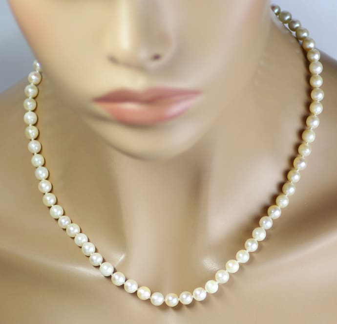 Foto 6 - Attraktive Perlenkette 43cm Weißgold Schloß, S2611